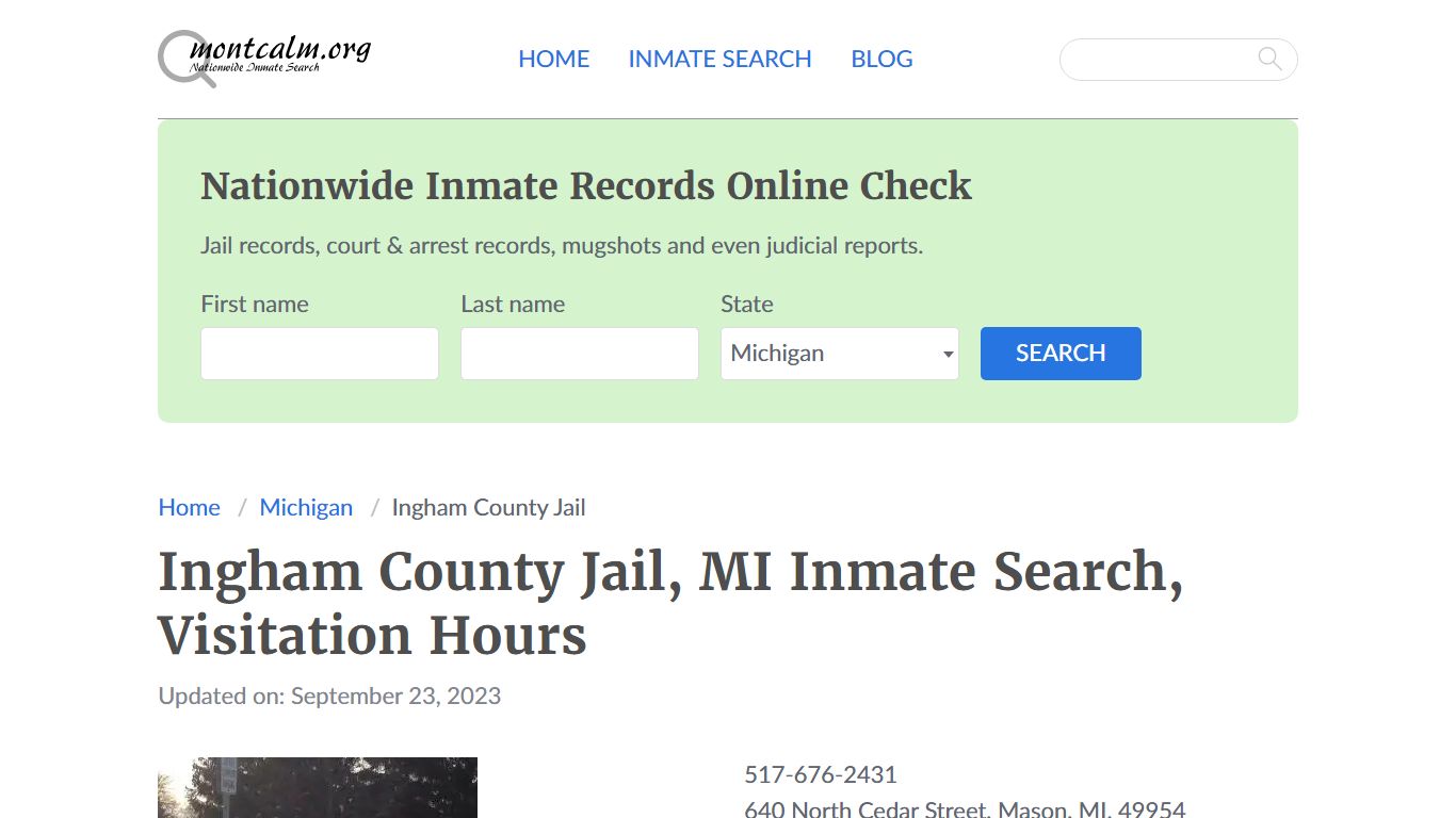 Ingham County Jail, MI Inmate Search, Visitation Hours